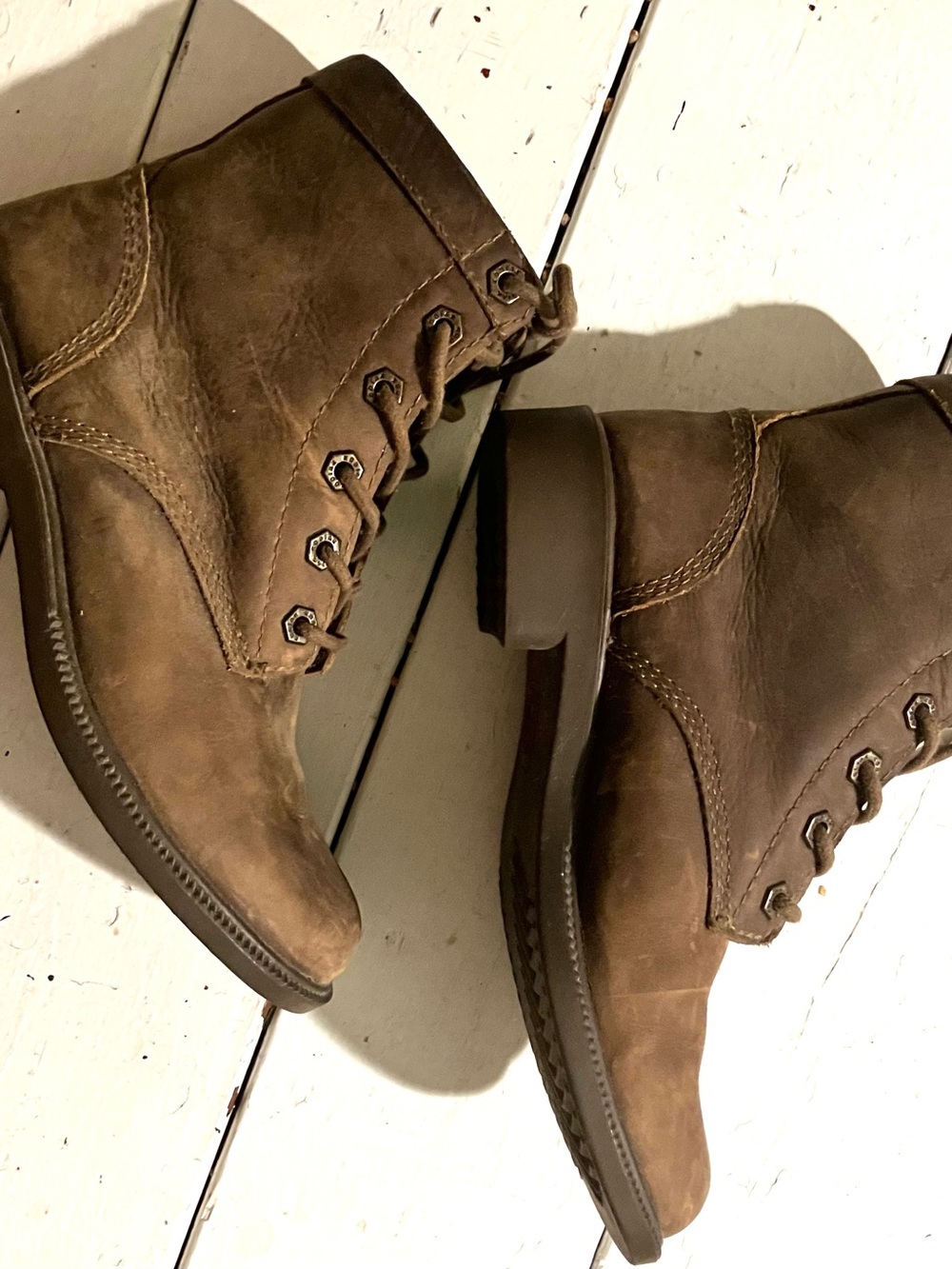 Women’s Kodiak Lace-Up Brown Leather Hiking Combat Boot 6.5